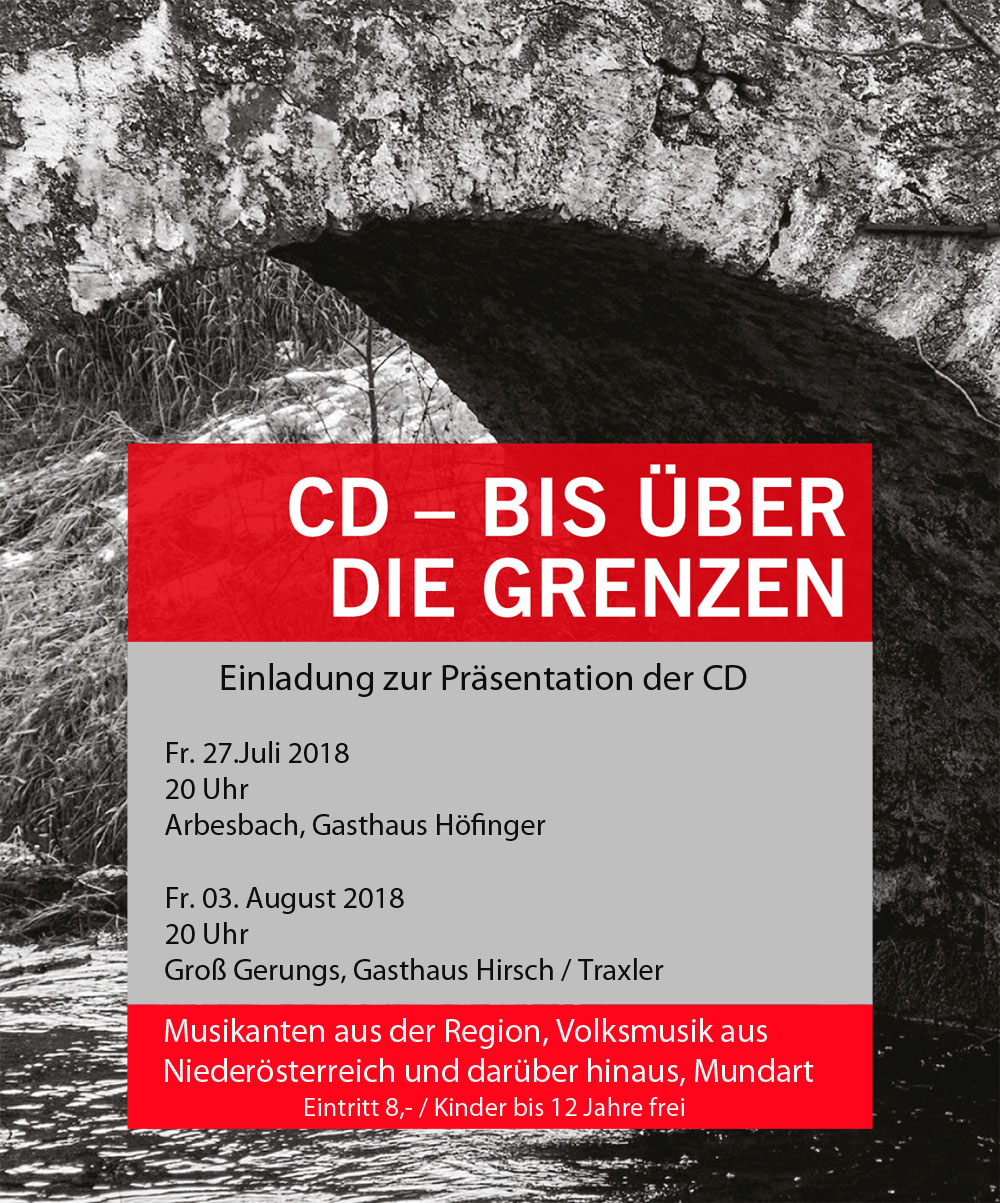 CD Volksmusik & Dialekt, Einladung CD Präsentation Mischa Niemann, Viertelfestival 2018